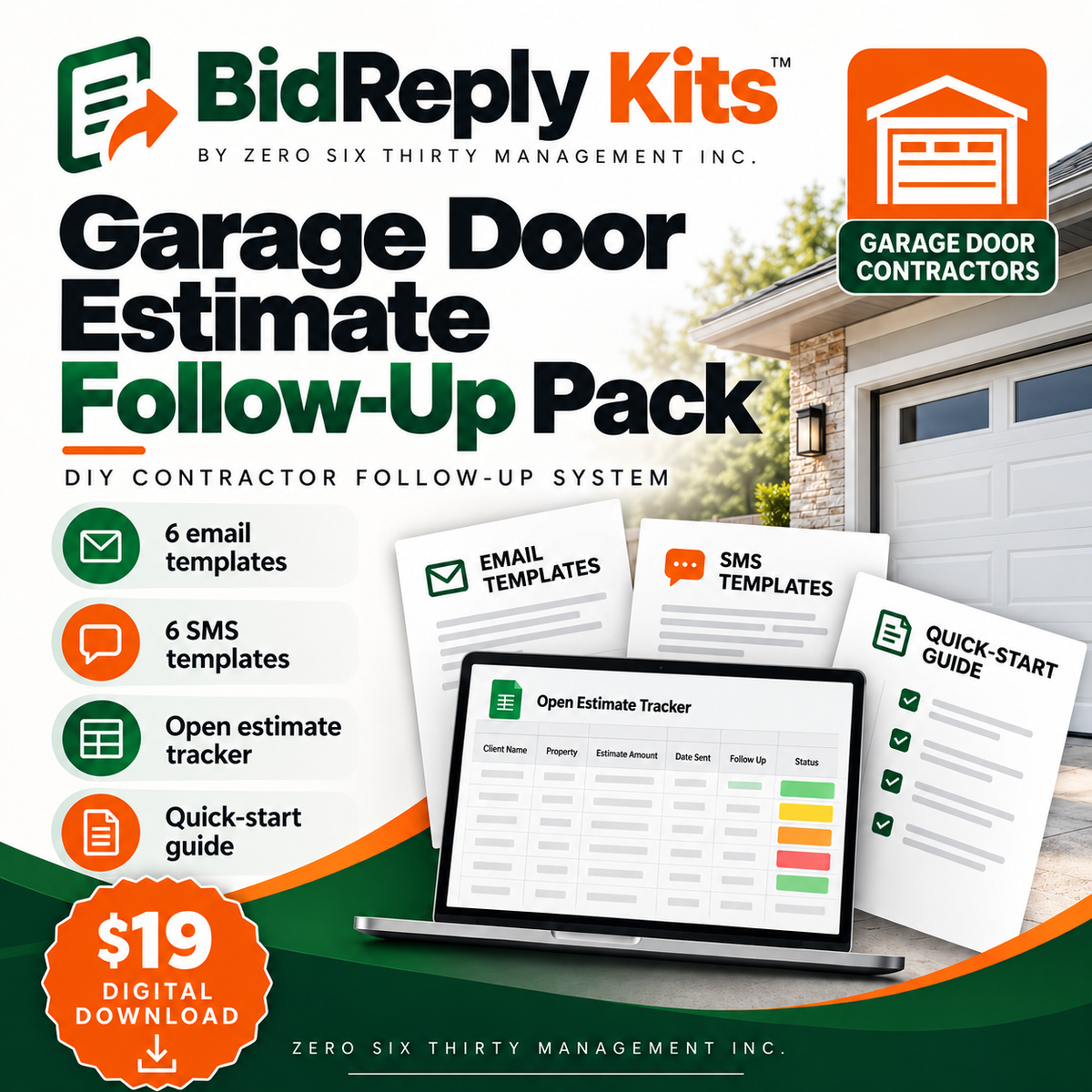 BidReply Kits Garage Door Estimate Follow-Up Pack digital product cover